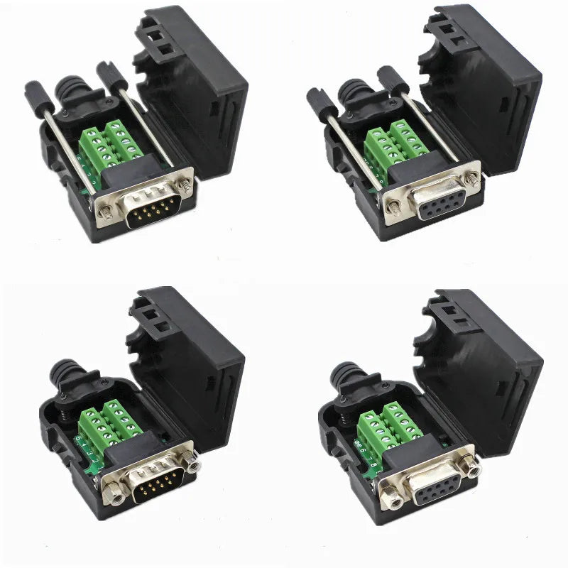 DB9 RS232 RS485 Connector Male Female 9 Pin Breakout Terminals COM Connector D-SUB Terminals 21-24 AWG Wire Solderless Connector
