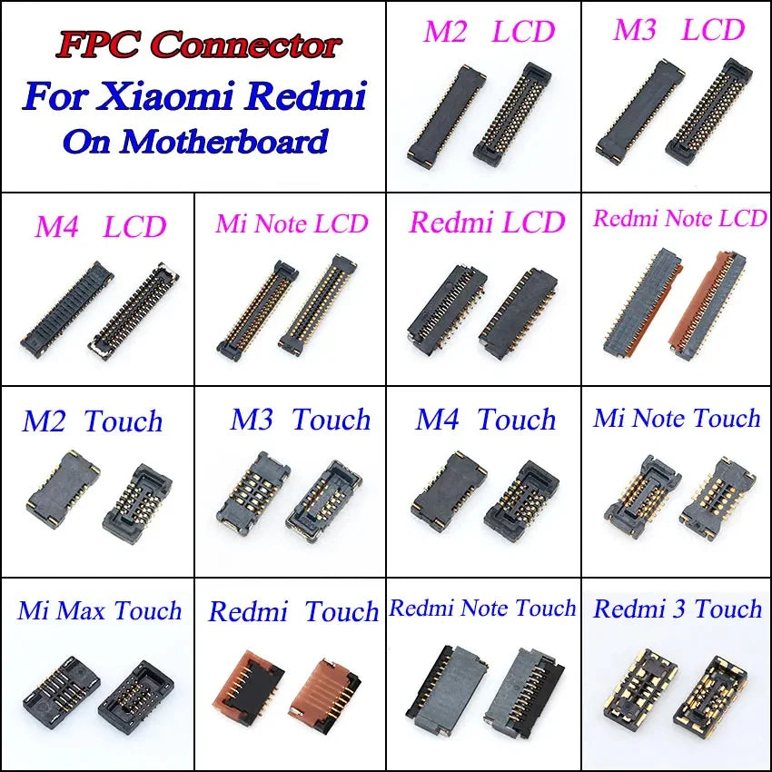 2pcs Touch & LCD Display Screen FPC Connector For Xiaomi Mi 4 Mi4 Mi2 Mi3 Max Note Redmi Note Logic On Motherboard Mainboard