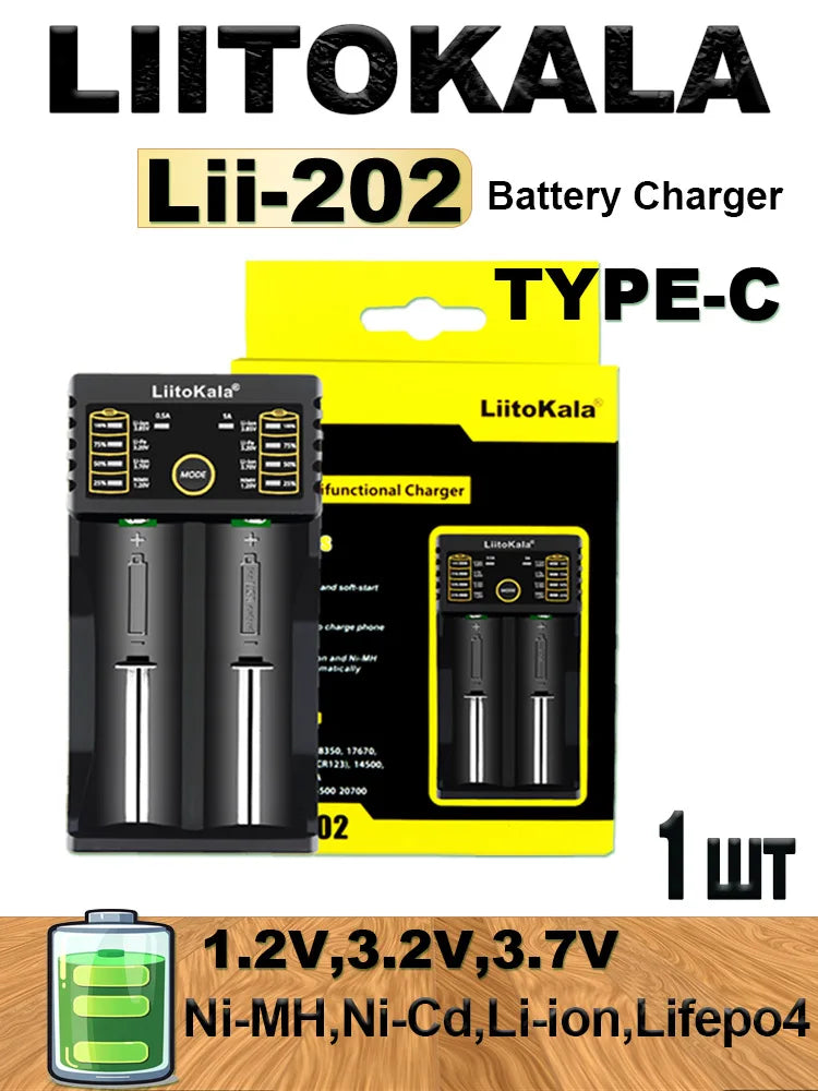 LiitoKala LCD Battery Charger for 21700 18650 26650 Smart Charger Lii-700 Lii-PD2 Lii-PD4 Lii-700