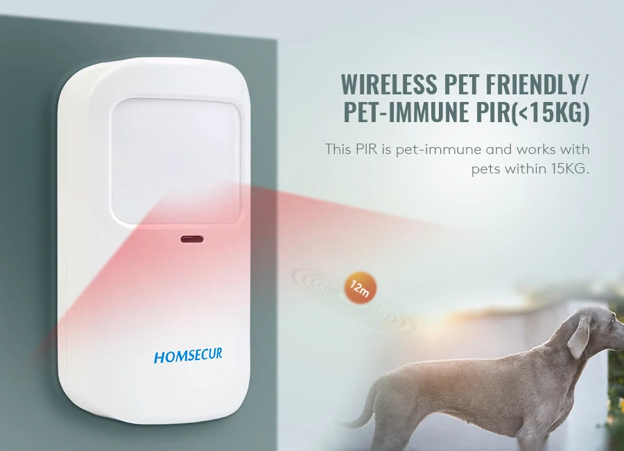 3Pcs E1 433MHz Wireless Pet-Immune PIR Detector (for the Pet≤15KG) For HOMSECUR 433MHz 4G Tuya WiFi Home Burglar Alarm System