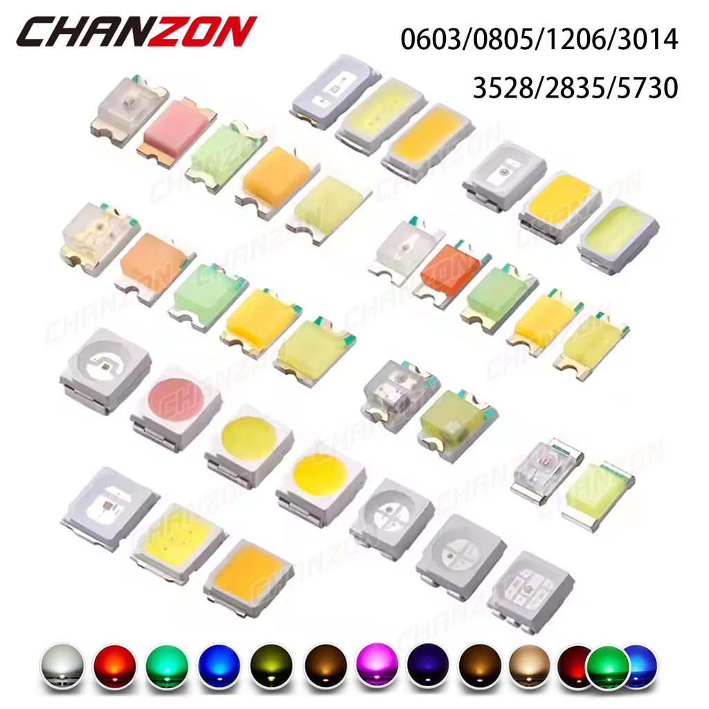 0603 0805 1206 3528 2835 5730 SMD LED Diode Warm White Red Yellow Green Blue Orange SMT Light Emitting Diode 2V 3V 2 Volt 100pcs