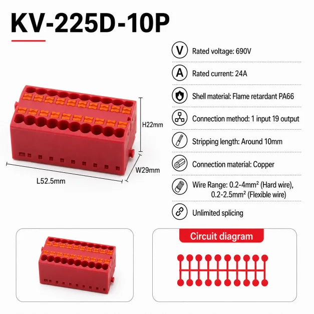 DIN Rail Terminal Block 1/5/10PCS 2.5mm2 Push In Quick Connect Electrical Wire Connector Modular Power Distribution Block