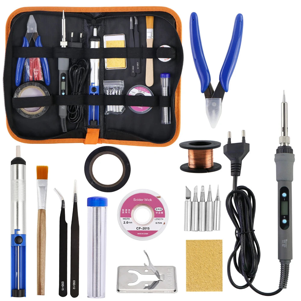 80W Digital Display Soldering Iron Set With Adjustable Temperature Tin Wire Multimeter Repair Tool With Soldering Iron Head