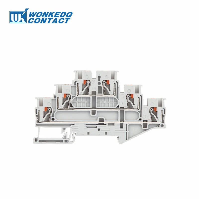 10Pcs PT2.5-3L Push-in Wiring Connector Triple 3 Level 2.5 mm² Cable 2.5mm Electrical Cable Din Rail Terminal Block PT 2.5-3L