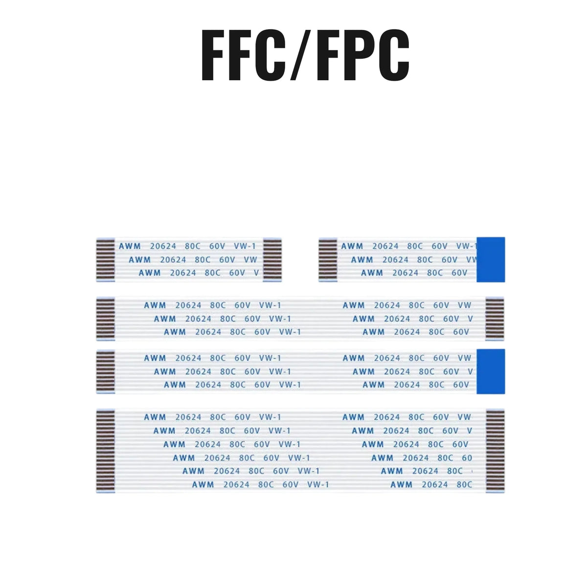 10PCS，FFC FPC Ribbon Flexible Flat Cable 4/6/8/10/12/14/16/18/20/24/30/34/40P Pin Pitch 0.5MM 1.0MM A-Type Wire Length