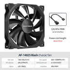 Teucer AF 14025 PC Case Cooling Fan 12V 4Pin PWM MHDB Hydraulic Bearing White 14CM Silent Fan for Computer Radiator Ventilator