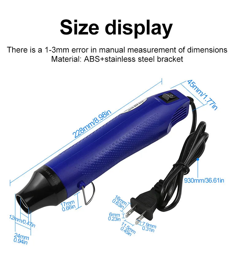 110V/220V Mini Heat Gun Hot Air Gun for Crafts Epoxy Resin Shrink Wraping, US/EU Plug, Multiple Colors Available