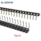 Round Hole 1x2/3-40P 2.54mm Right Angle Single Row RA Pin Header Connector PCB IC Crystal Transistor Female Tin Male Gold Socket