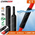 4:1 4mm - 52mm Heat Shrink Tubing With Glue Dual Wall Adhensive Lined Wire Tube Hose Black Waterproof Cable Sleeves 1.22M / 2.5M