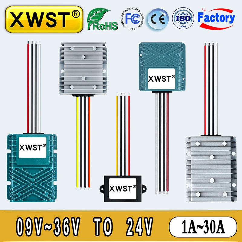 XWST DC DC Boost Buck Converter 9-36V 12V 24V  to 24V Stabilizer Power Supply 1-30A Voltage Regulator 24V for Led Monitoring CE