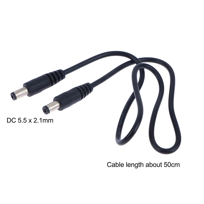 Durable DC Power Plug 5.5 X 2.1mm Male To 5.5 X 2.1mm Male CCTV Adapter Connector Cable 12V 10A Power Extension Cords 0.5m
