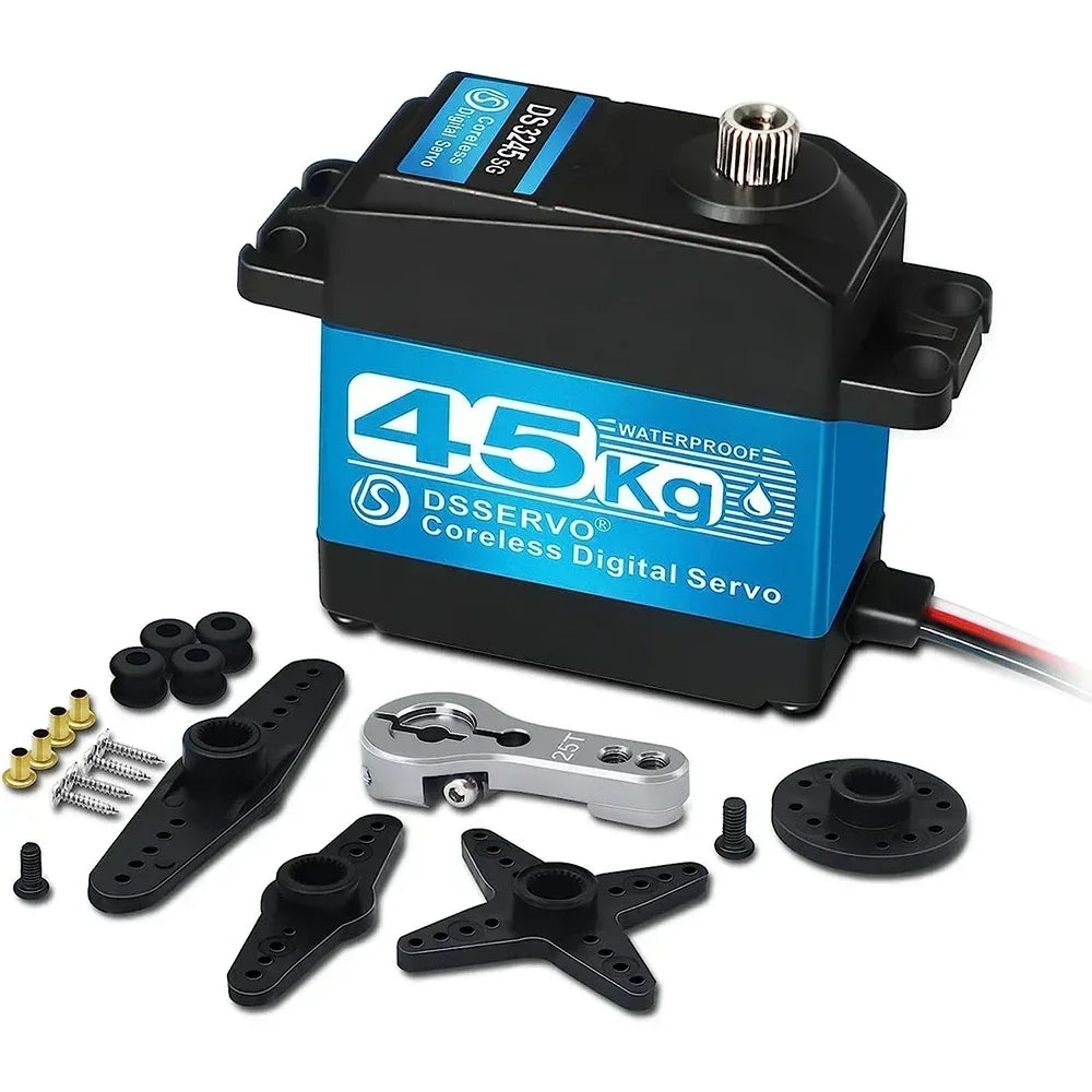 45kg.cm Coreless Digital Servo Metal Motor 7.4V 180°/270° Waterproof IP66 with 25T Servo Arm for RC Robot 1:8 1:10 Baja Car