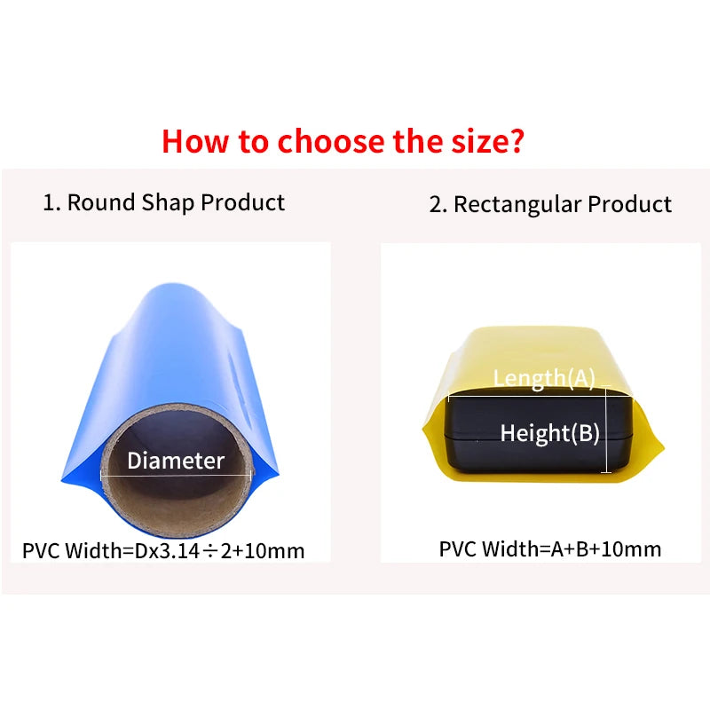 1/3/5M PVC Heat Shrink Tube 18650 Lipo Battery Pack 305mm ~ 580mm Insulated Protection Film Wrap lithium Case Cable Sleeve Blue