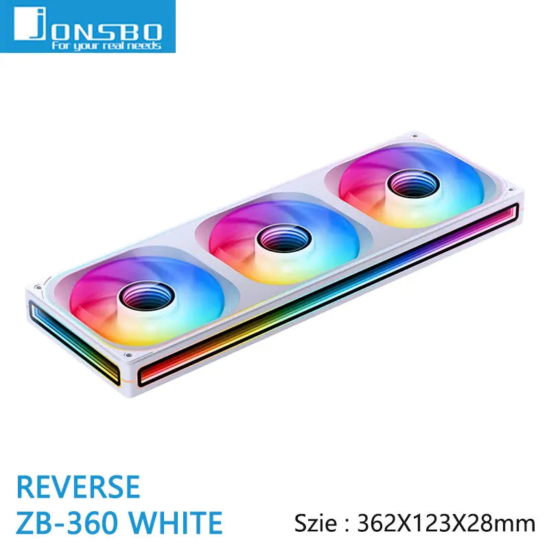 Jonsbo ZB-120/240/360 ARGB Computer case fan,4 sides Infinity Mirror lighting effect/28MM thickness integrated cooling fan