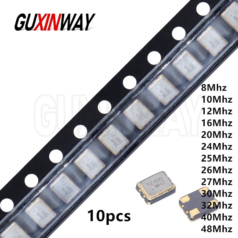 10PCS SMD 3225 SMD passive quartz crystal oscillator 8Mhz 10Mhz 12Mhz 16Mhz 20Mhz 24Mhz 25Mhz 26Mhz 30Mhz 32Mhz 40Mhz 48Mhz