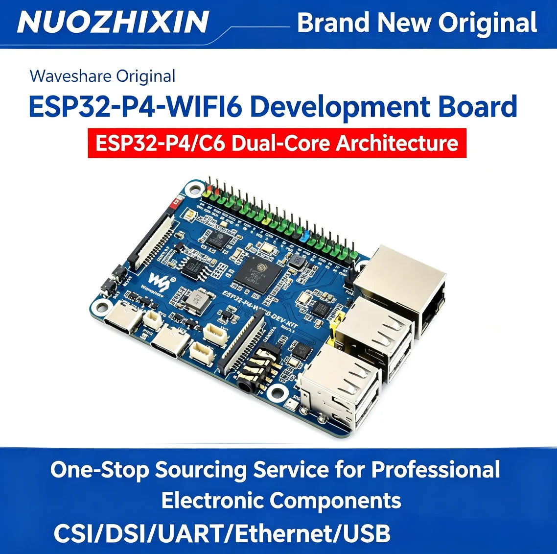 Waveshare ESP32-P4 Development Board WiFi 6 Bluetooth Communication Integrated ESP32-C6 Module Support AI Voice Interaction