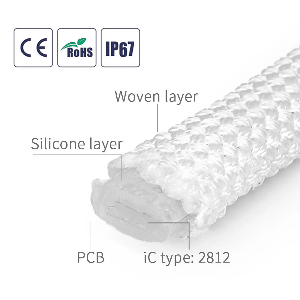 DC5V WS2812B Elliptical Reticulate Pattern Neon Addressable LED Strip WS2812 60Leds/m 360Degree Smart Silicone Led Light IP67