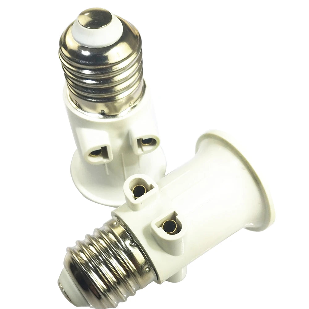 E26 E27 LED Bulb Base to US 2/3Prong Splitter Convert Polary Light Socket Switch AC Plug Garage Porch CCTV Camera Outlet Adapter