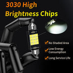 Powerful Bright Festoon LED 31/36/39/41MM Super White 3030 9/12Chips Car Interior Reading Trunk Mirror License Plate Light 12V