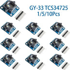 1/5/10Pcs GY-33 TCS34725 Color Recognition Sensor Module Color Detection Light Sensing Module Replacing TCS230 TCS3200