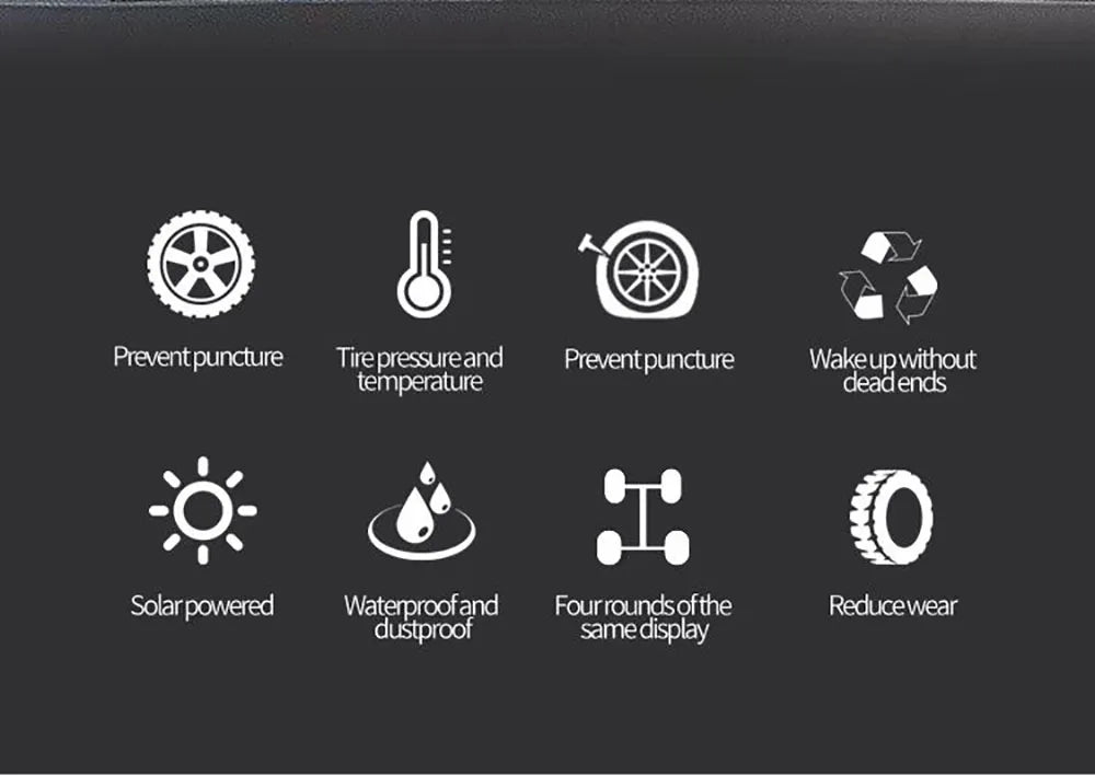 Solar Power TPMS Car Tire Pressure Monitoring System Alarm Tyre Air Pressure Meter Gauge Temperature Warning With 4 Sensors
