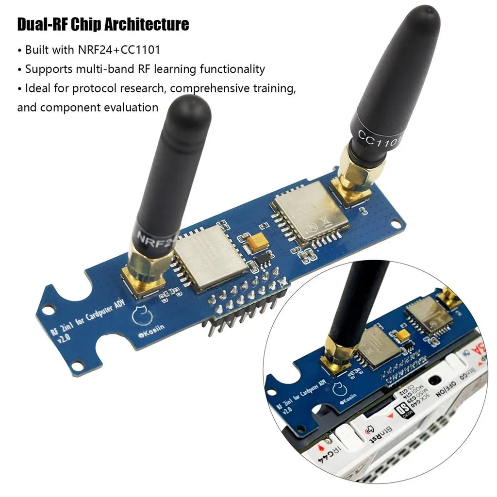 (DT80) For M5Stack Cardputer ADV RF Module 2-in-1, NRF24 & CC1101 Dual-Band Board, Enhanced Antenna Stable 2.4G/433M Signal