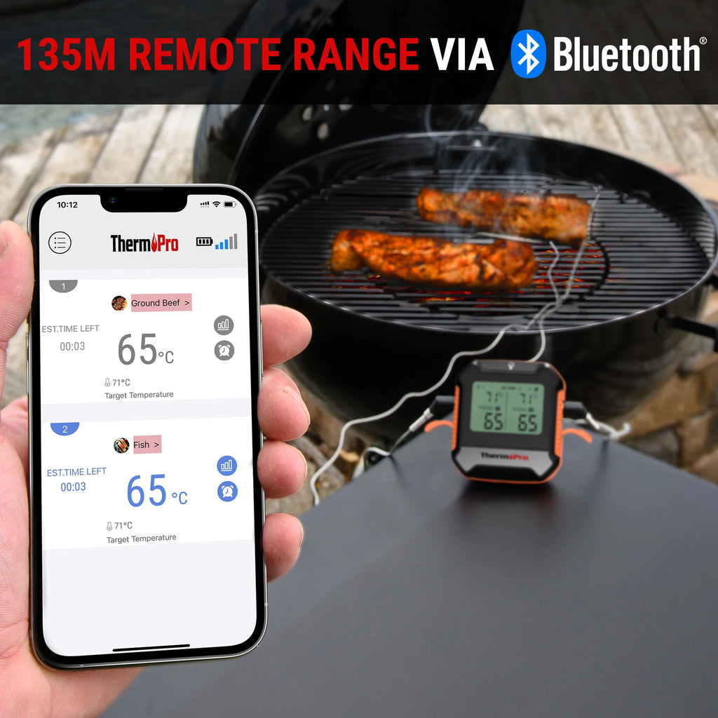 ThermoPro TP904 Bluetooth-connected APP Wireless 135M Dual Probes Digital Meat Thermometer, Kitchen Thermometer with Alarm Timer