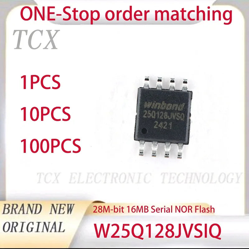 W25Q128JVSIQ W25Q128JVSQ W25Q128 128M-bit 16MB Serial NOR Flash Memory SPI Dual Quad SPI 133MHz SOIC-8 SOP8 208mil Original New