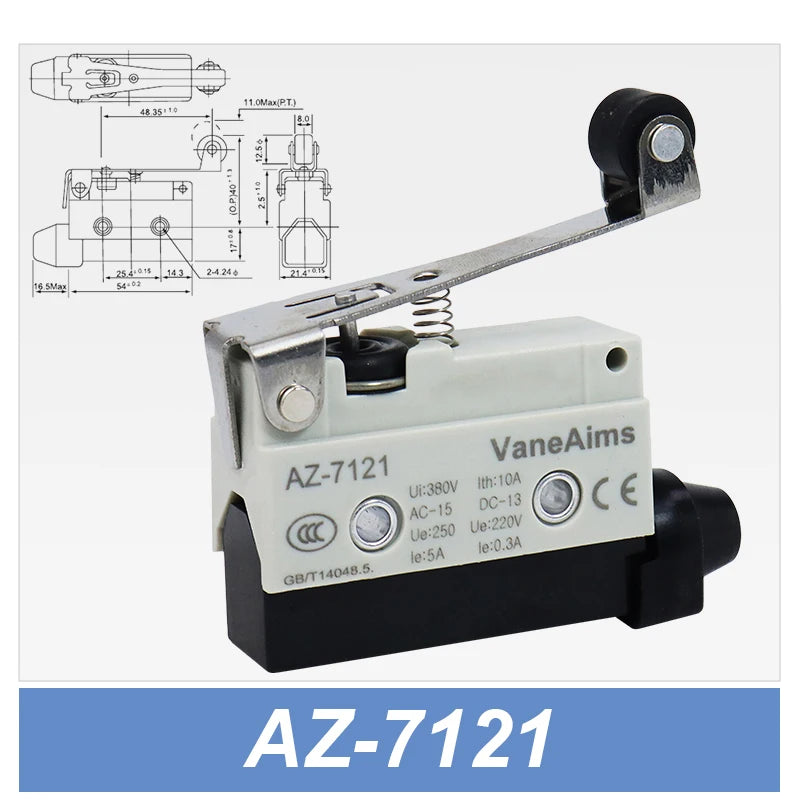 Waterproof AZ Micro Limit switch 10A 250V AZ-7312 AZ-7311 AZ-7121 AZ-7120 Small Roller Lever Travel Switch without fixation