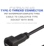 CAZN Waterproof USB C Type-C Cable Male to Male Overmolded Threaded-type Bayonet-type 5.0G 10.0G