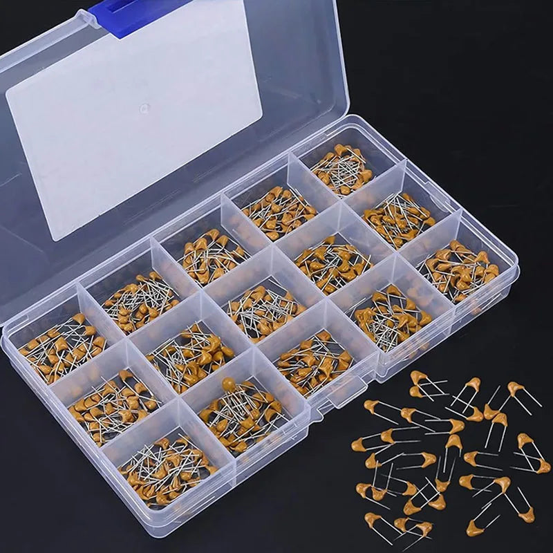 450 Pieces 15Value 10pf-100nf Monolithic Multilayer Ceramic Capacitor Assortment Kit 50V with Box