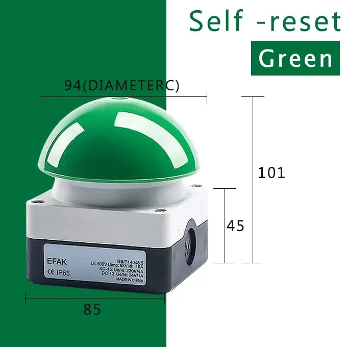 1/5/10 Pcs Large Mushroom Head Button Switch IP67 Watproof FAK - R/KC11/I 1NO+1NC Emergency Stop Self Reset Handle Foot Push