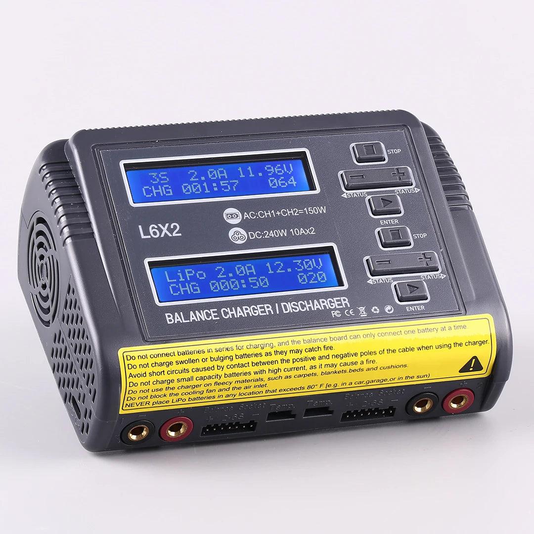 HTRC L6X2Lipo Intelligent Balanced Charger for RC Model Aircraft Dual Channel 2-6S Remote Control LiPo Battery Charger