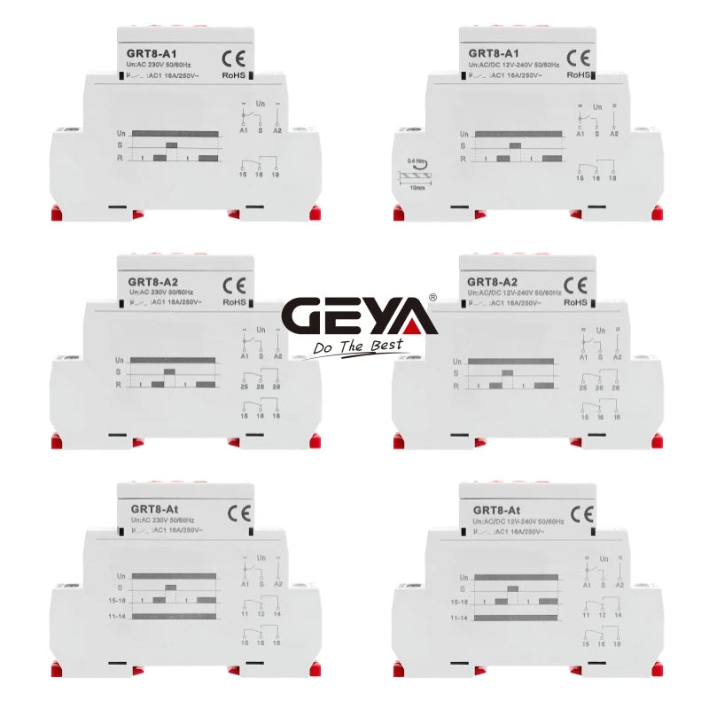 GEYA GRT8-A Electronic 16A SPDT ON Delay Timer Relay Time Relay 12V 24V 220V DIN Rail Type AC230V OR AC/DC12-240V
