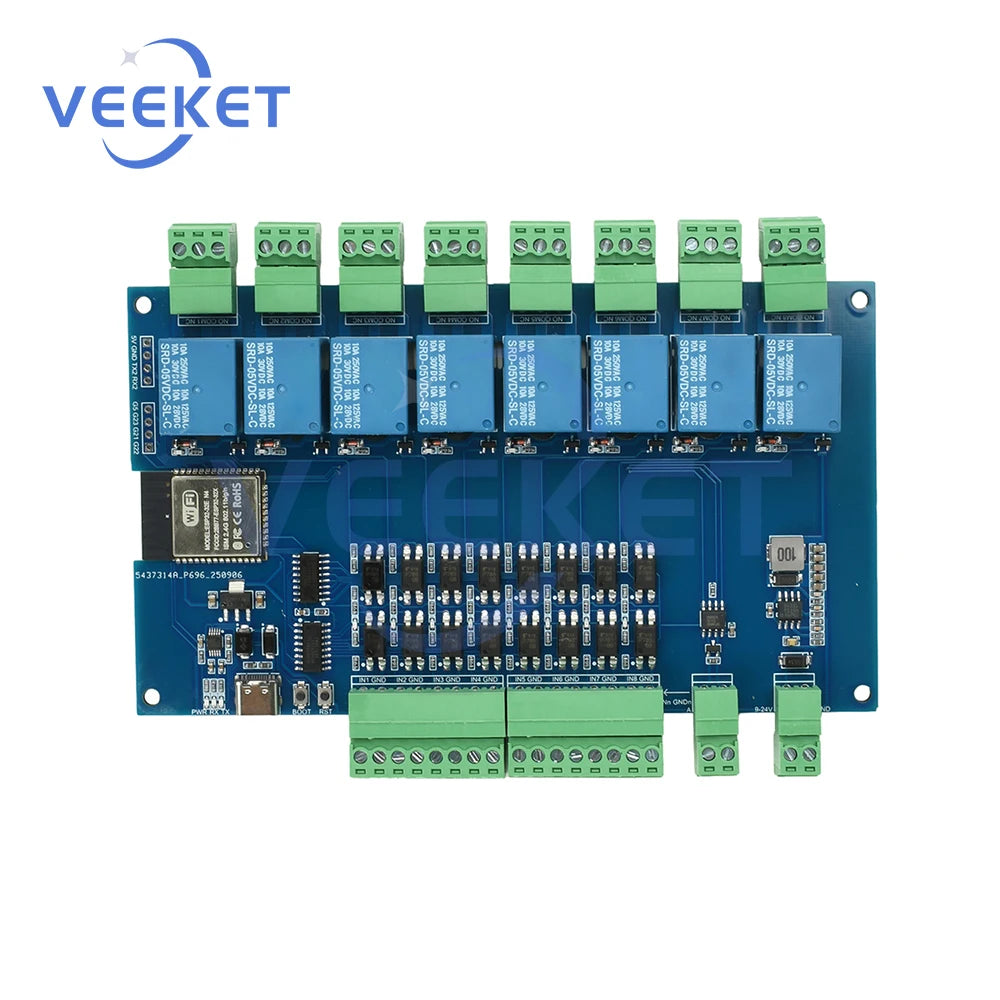 4 Channel Relay Module ESP32 RS485 Modbus WIFI Bluetooth Optocoupler Isolation Type C Interface for Industrial Automation