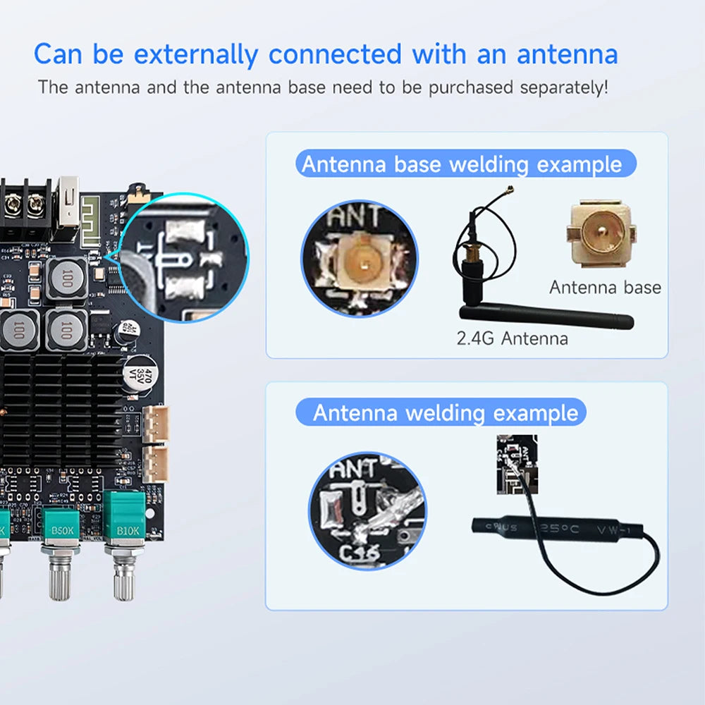 DC12‑24V ZK‑TB22 Audio Amplifier Module 75W+75W+145W+145W 2.2 Channel Bluetooth AUX USB PC Input Treble Bass Adjust