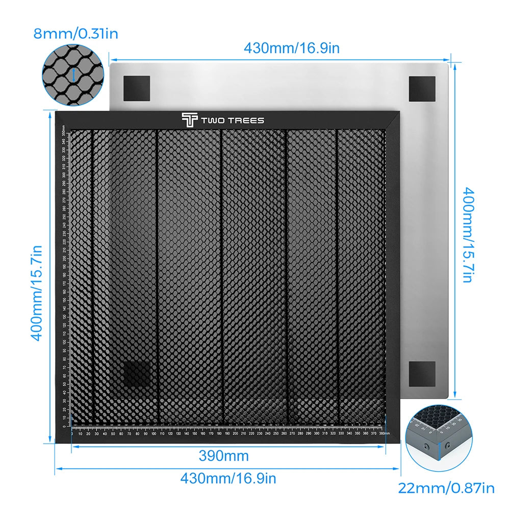 TWOTREES Honeycomb Working Table for CO2/Diode Laser Engraving and Cutting Machine | Durable Laser Metal Bed CNC Tools