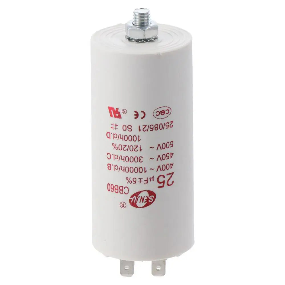 CBB60 Run Capacitor 25uF 450V AC Double Insert 50/60Hz Cylinder 73x44mm White for Air Compressor Water Pump Motor