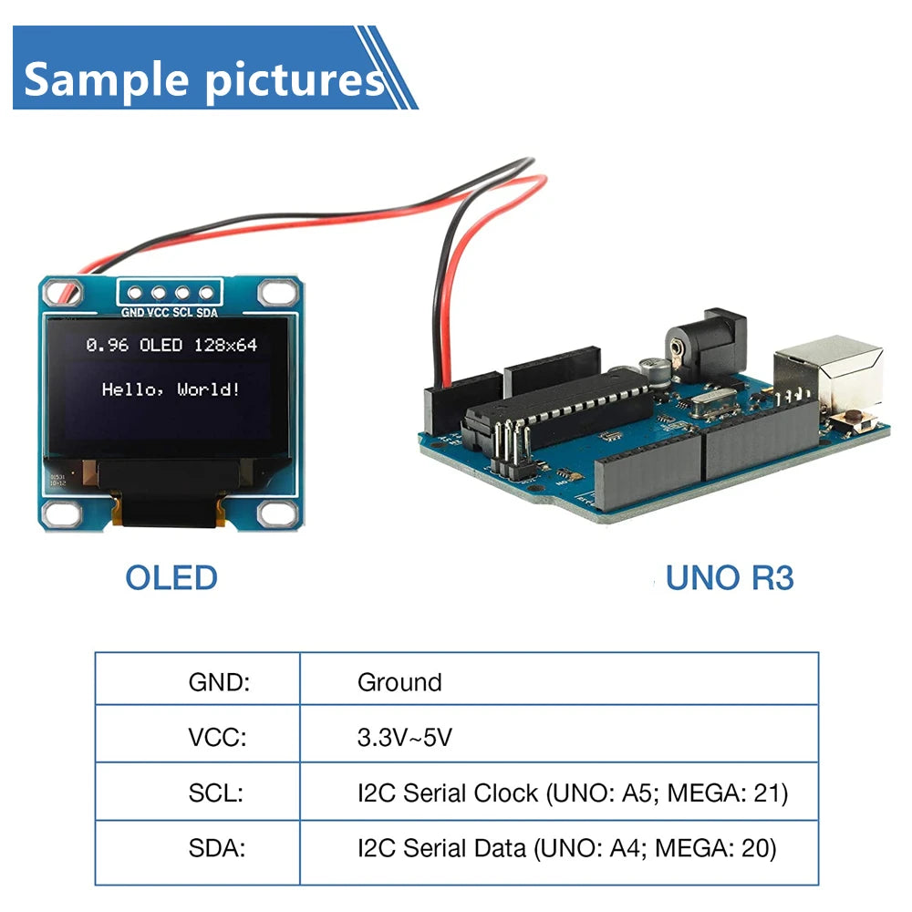 Original 0.96 inch oled IIC Serial Blue White Yellow OLED Display Module 128X64 I2C SSD1306 12864 LCD Screen Board For Arduino