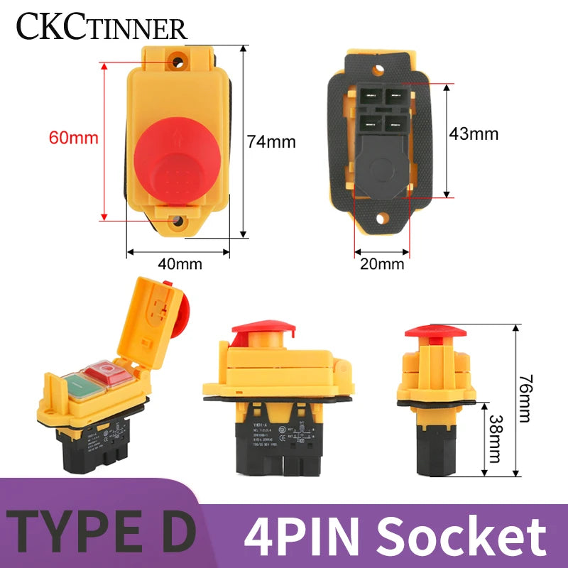 YH02A Electromagnetic Starter Push Button Switches Machine Tool Equipment IP55 Waterproof Safety Witch 28A Replace KLD28A KJD17A