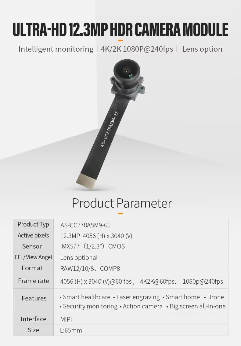 Ultra HD 4K 5K 6K 240fps sport dv cam IMX477 IMX577 Sensor MIPI DVP for Raspberry Pi Camera Module