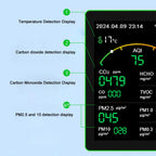 Home Air Quality Monitor Tuya WiFi 15 in 1 TFT Display Portable AQI PM0.3 PM1.0 PM2.5 PM10 CO CO2 TVOC HCHC Tester APP Co 이산화탄소