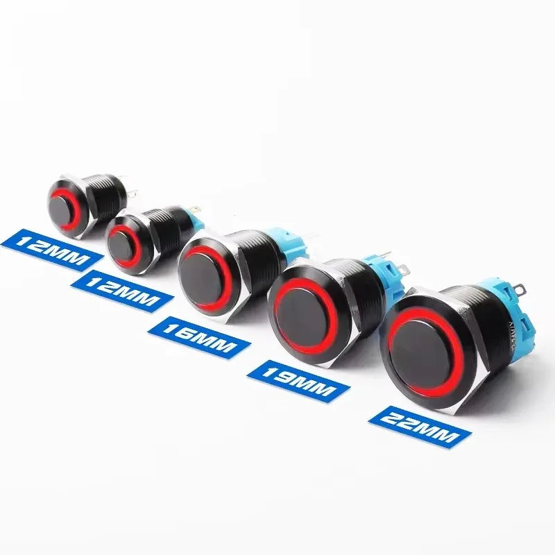 8mm Waterproof Latching Maintained High Round Stainless Steel Metal Push Button Switch Light Shine Car Horn Fix 3V 5V 12V 24V