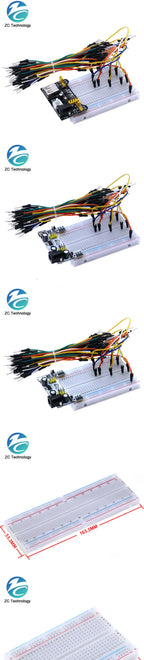 3.3V/5V MB102 Breadboard Power Module+MB-102 830 Points Prototype Bread Board for Arduino Kit +65 Jumper Wires Wholesale