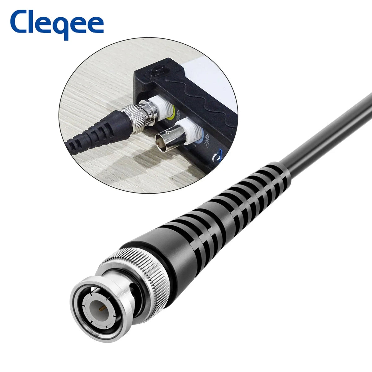 Cleqee P1007B  BNC Q9 Male Plug to Dual Test Hook Clip Oscilloscope Probe ABS Mini Grabber Test Lead 120cm Cable for Electronics