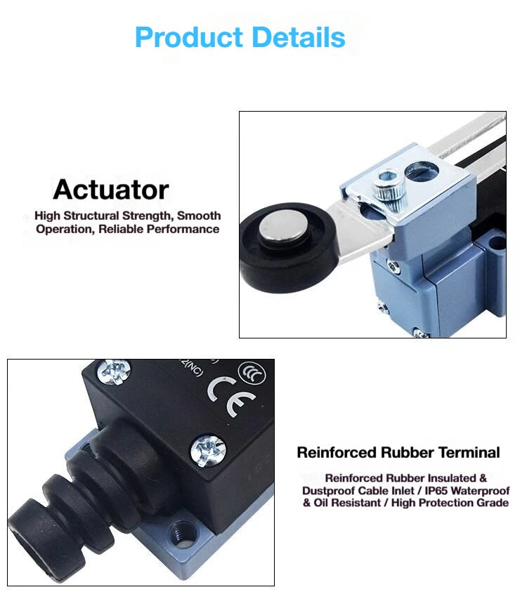 2Pcs CNTD TZ‑8 Series Micro Limit Travel Switch IP65 Waterproof 1NO+1NC 10A 250VAC Industrial Mechanical Position Switch