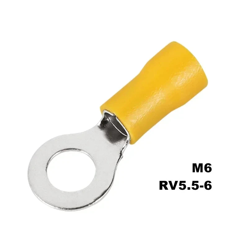 50PCS Ring Crimp Terminals Electrical Wire Connector M3/M4/M5/M6/M8/M10/M12 Insulation Ferrule Lug Quick Splice Connection Screw