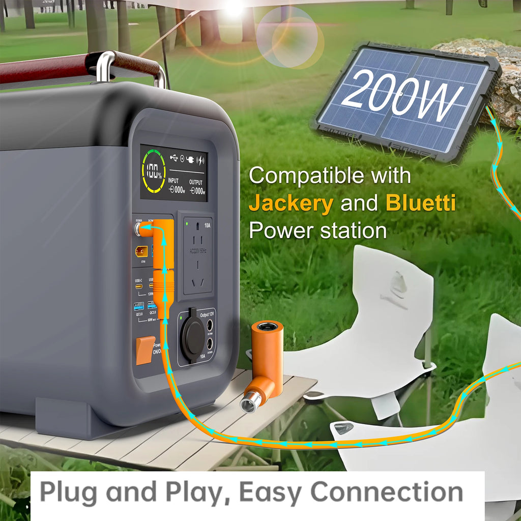 DC 7909 Female to DC 8020 Male Adapter, 90 Degree Right Angle Solar Panel Connector Adaptor Compatible