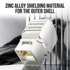 AMPCOM CAT7 RJ45 Keystone Jack, STP Shielded Tool Free Self-Locking CAT8 Cat6a Keystone Zinc Alloy RJ45 Module Coupler Adapter