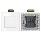 JHJCH - 1 Gang 1/2 Way Stair Switch, Tempered Glass Panel, Rocker Light Switch, On / Off Switch, Toggle Wall Switch